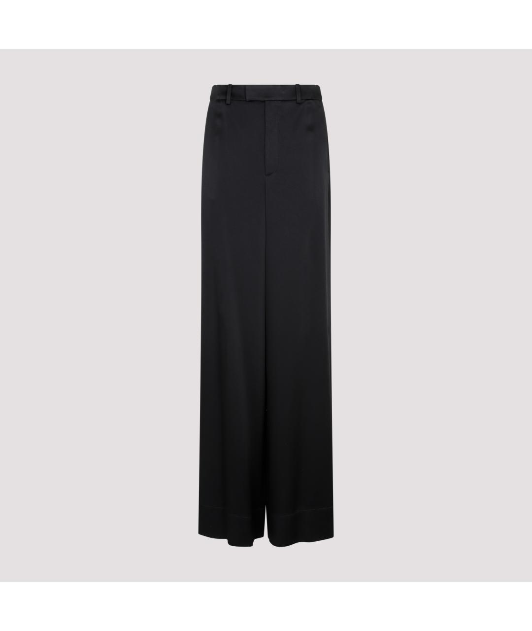 SAINT LAURENT Черные шелковые прямые брюки, фото 2