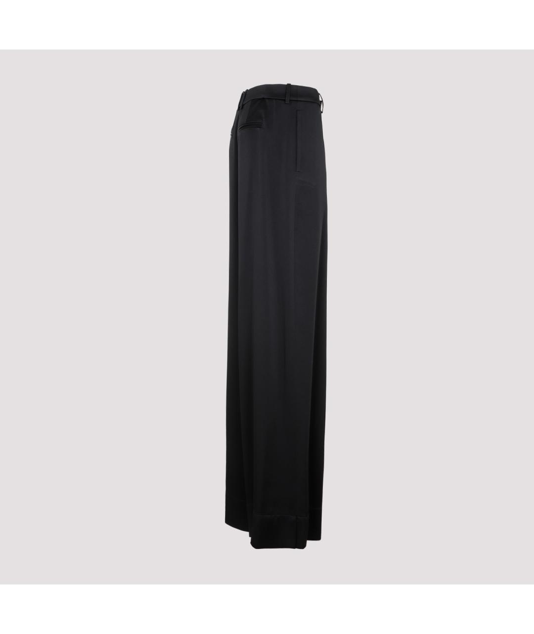 SAINT LAURENT Черные шелковые прямые брюки, фото 4