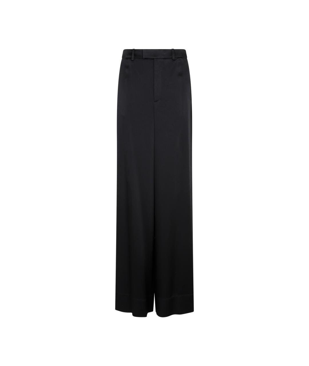 SAINT LAURENT Черные шелковые прямые брюки, фото 1