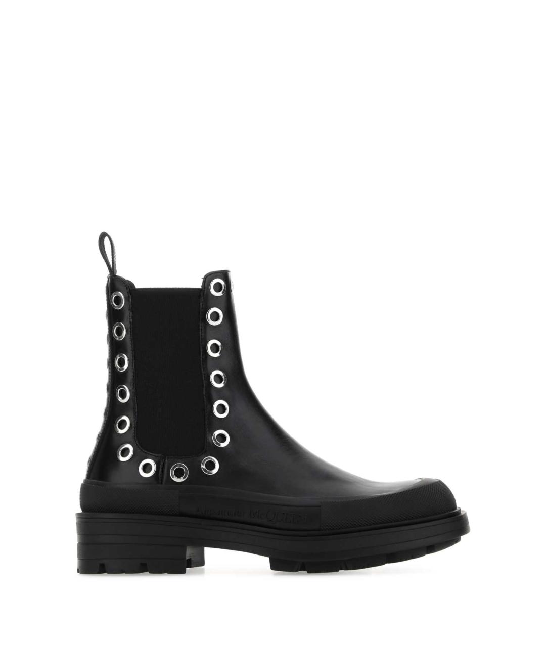 ALEXANDER MCQUEEN Черные кожаные высокие ботинки, фото 1