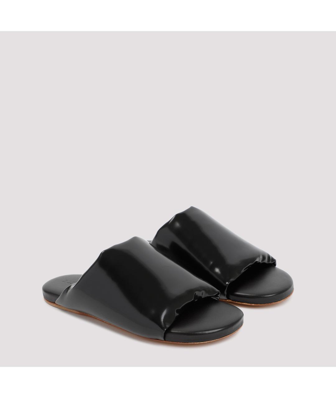 BOTTEGA VENETA Черные кожаные шлепанцы, фото 4