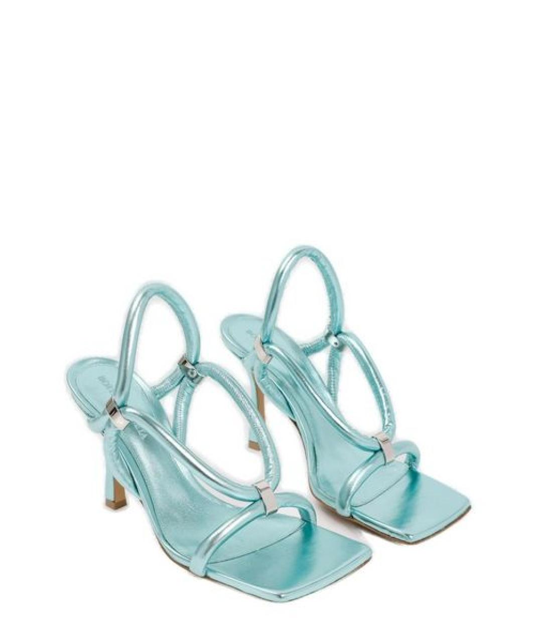 BOTTEGA VENETA Бирюзовые кожаные босоножки, фото 2