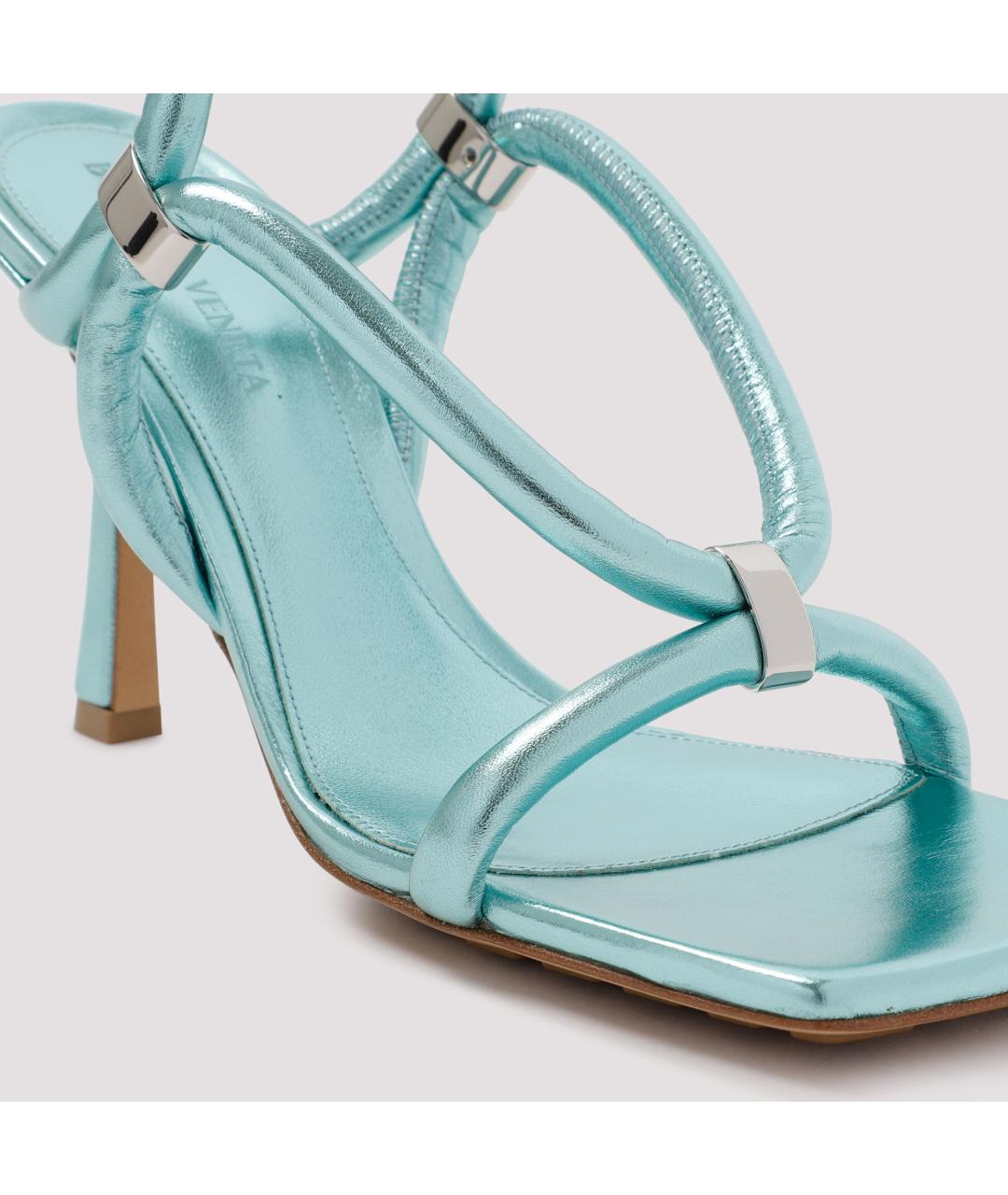 BOTTEGA VENETA Бирюзовые кожаные босоножки, фото 5