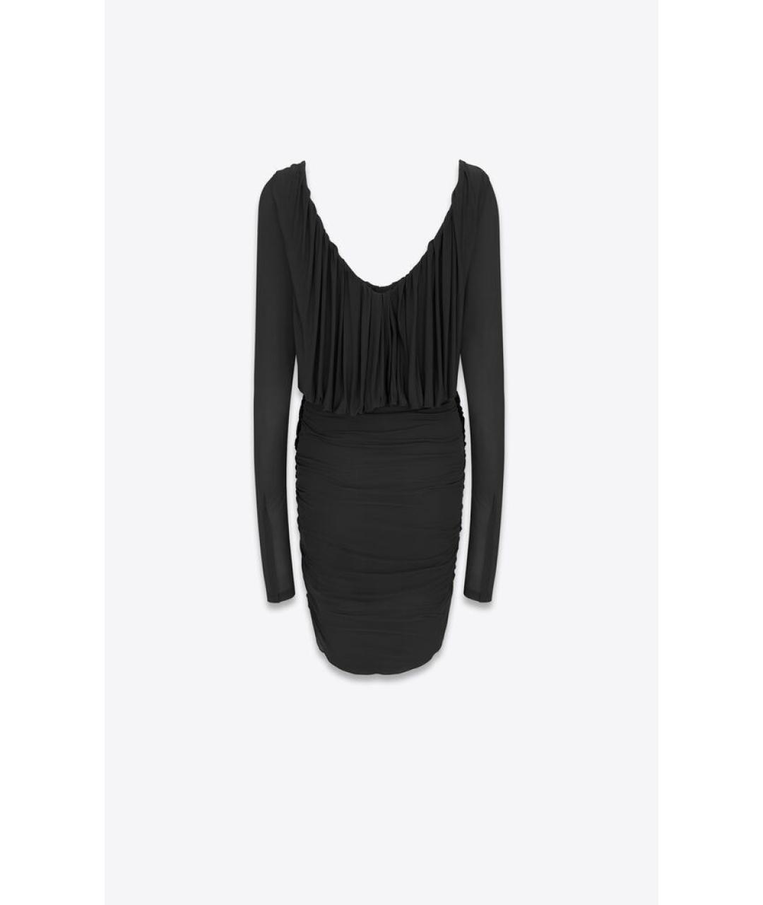 SAINT LAURENT Черное вискозное коктейльное платье, фото 2