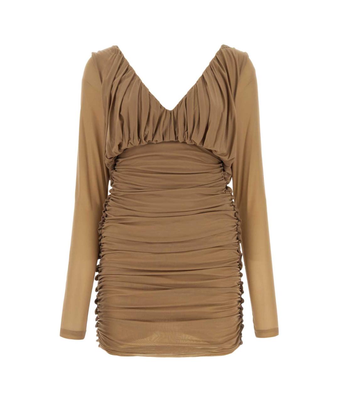 SAINT LAURENT Бежевое вискозное коктейльное платье, фото 1