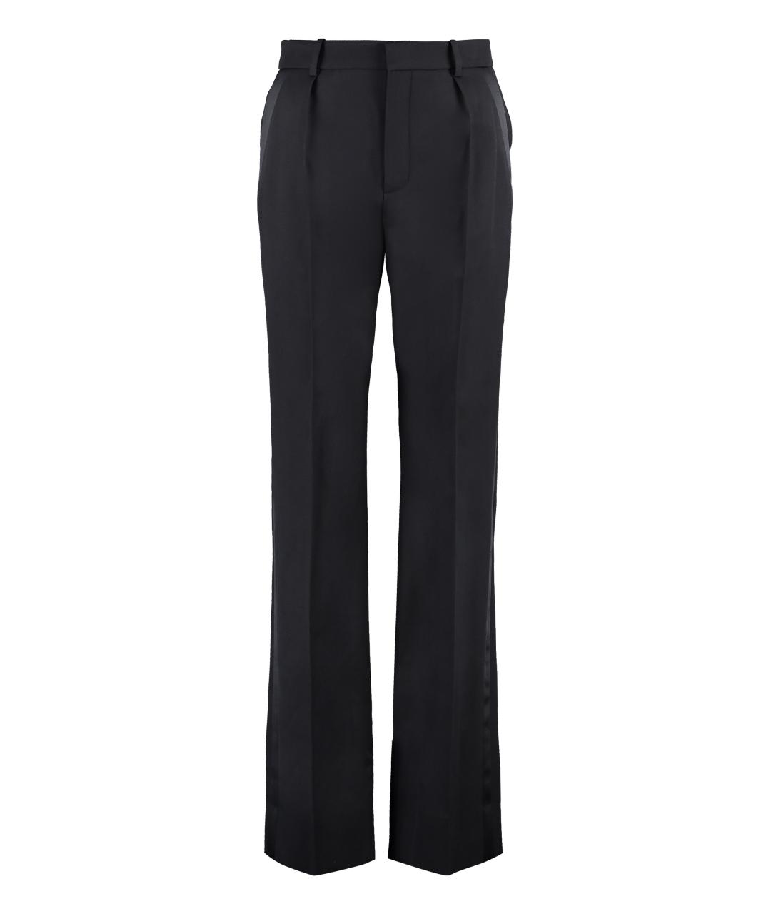 SAINT LAURENT Черные шерстяные прямые брюки, фото 1
