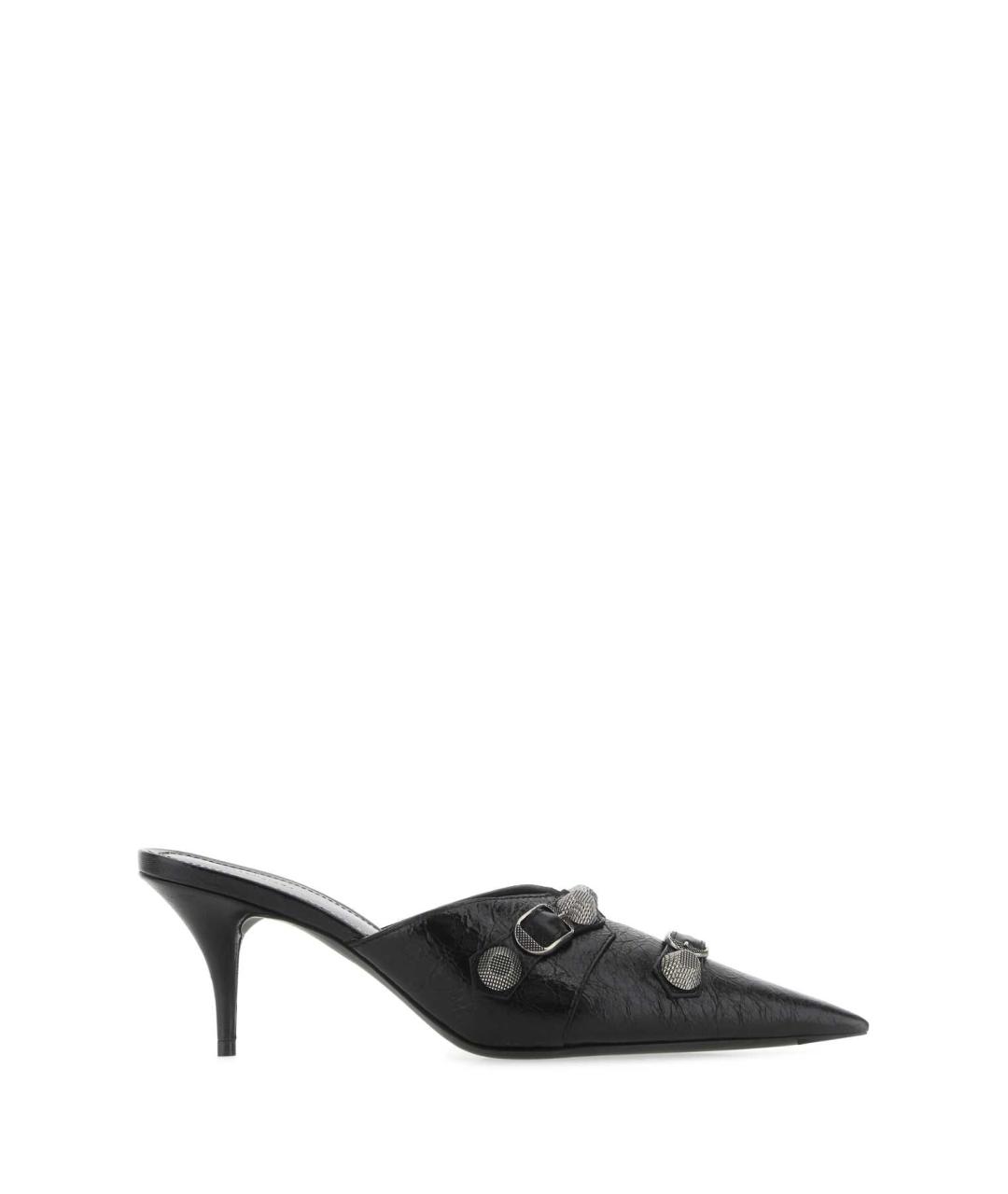 BALENCIAGA Черные кожаные мюли, фото 1
