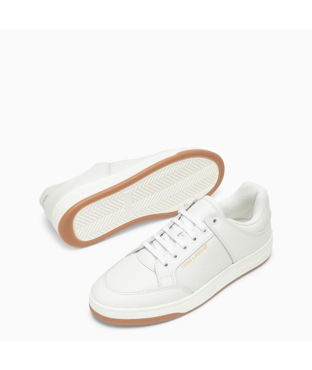SAINT LAURENT Белые кожаные низкие кроссовки / кеды, фото 5