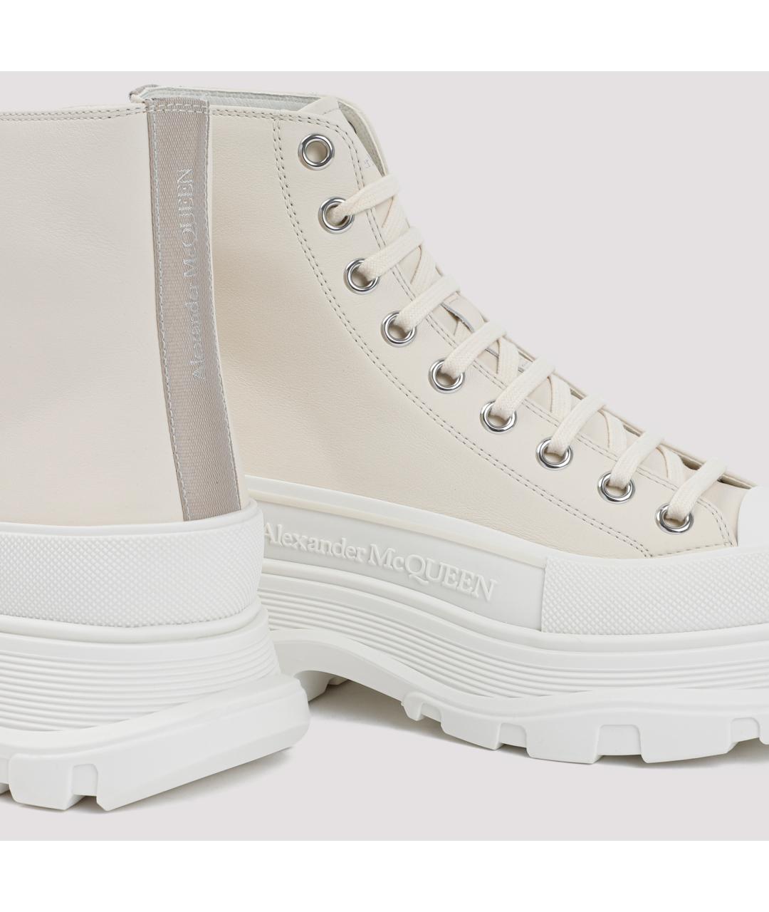ALEXANDER MCQUEEN Бежевые кожаные кеды, фото 4