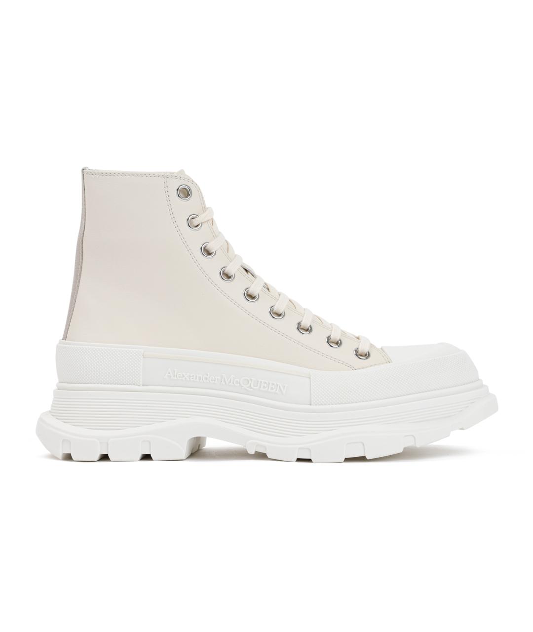 ALEXANDER MCQUEEN Бежевые кожаные кеды, фото 1