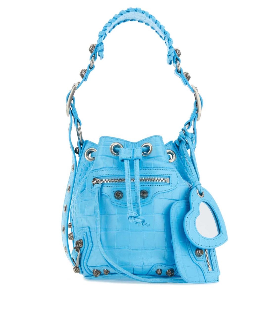 BALENCIAGA Голубая кожаная сумка с короткими ручками, фото 1