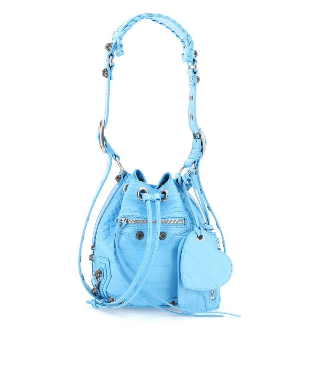 BALENCIAGA Голубая кожаная сумка с короткими ручками, фото 2