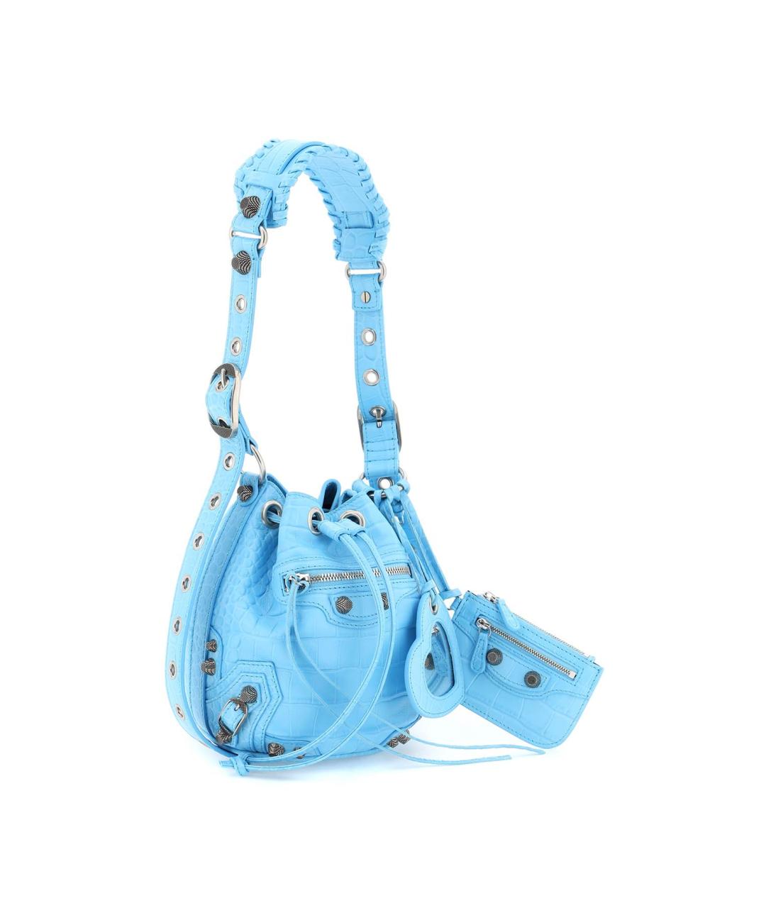 BALENCIAGA Голубая кожаная сумка с короткими ручками, фото 4