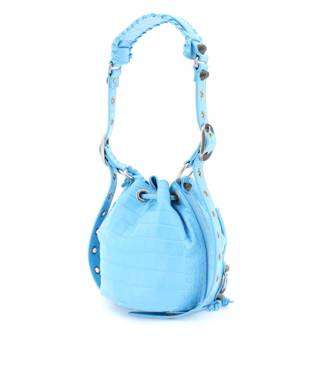 BALENCIAGA Голубая кожаная сумка с короткими ручками, фото 3