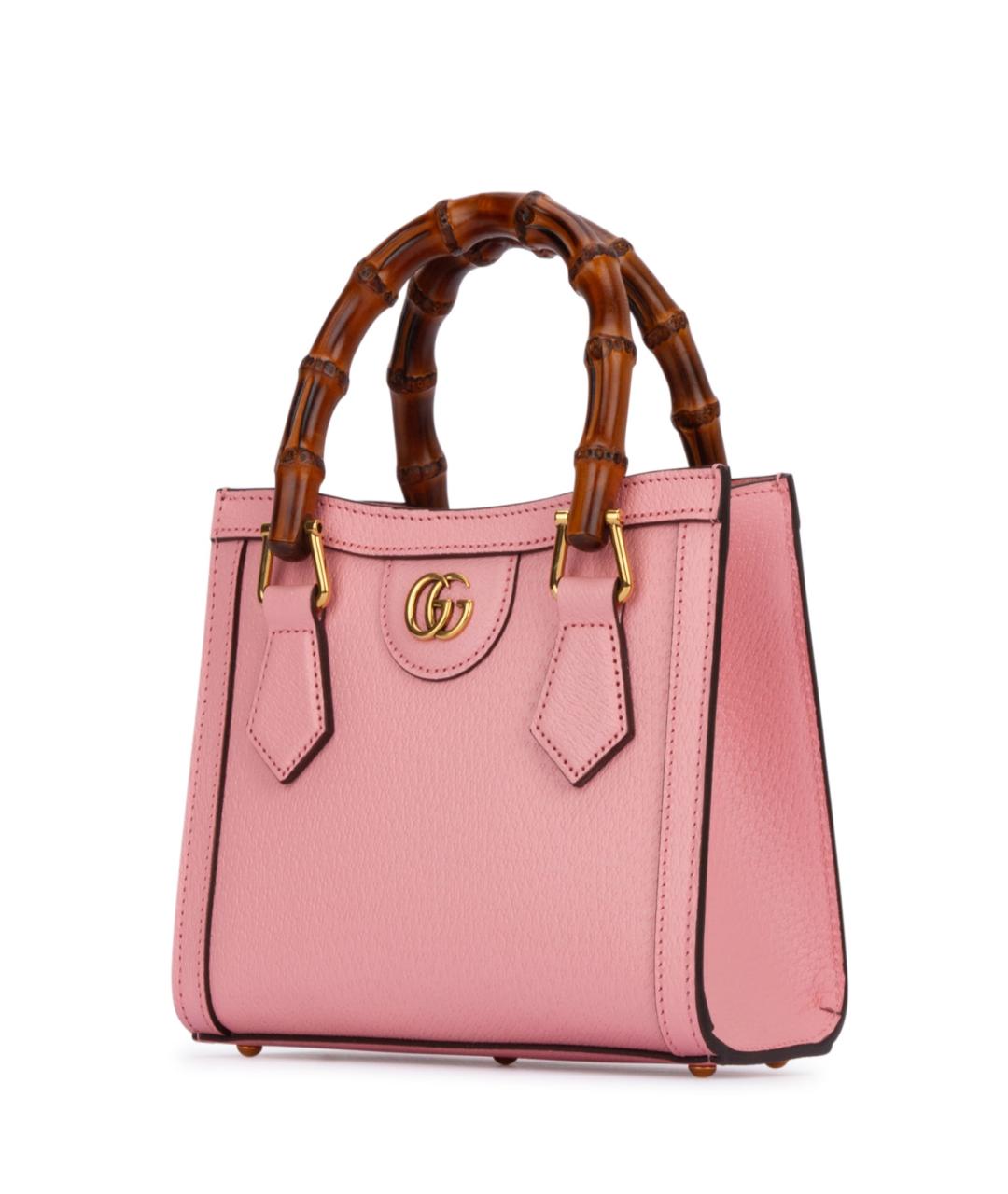 GUCCI Розовая кожаная сумка тоут, фото 2