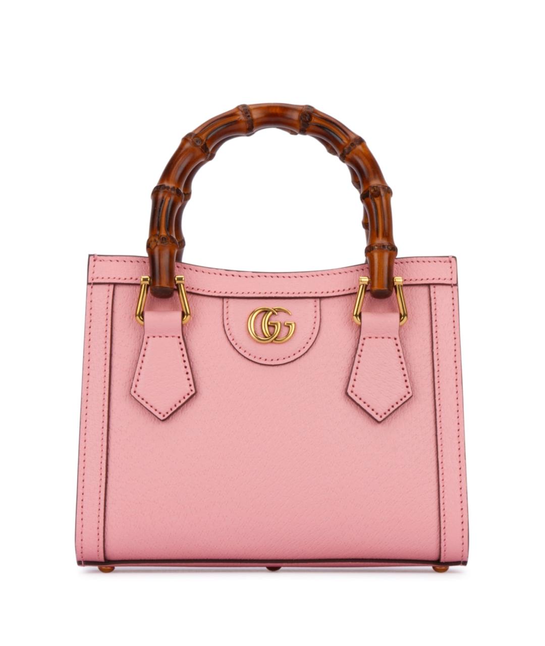 GUCCI Розовая кожаная сумка тоут, фото 1