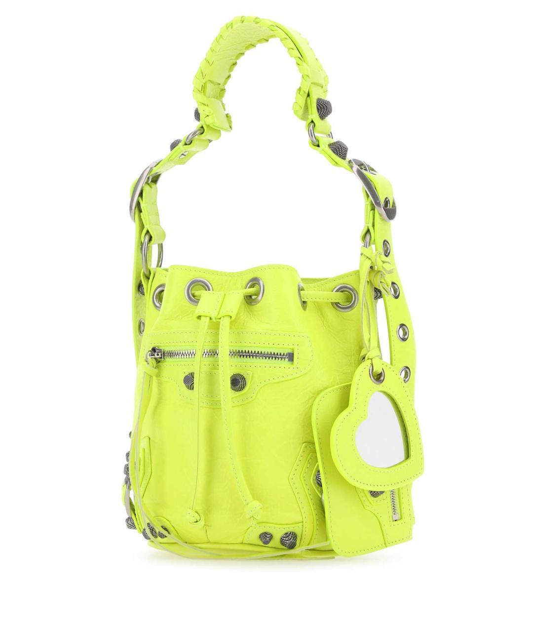 BALENCIAGA Желтая кожаная сумка с короткими ручками, фото 2