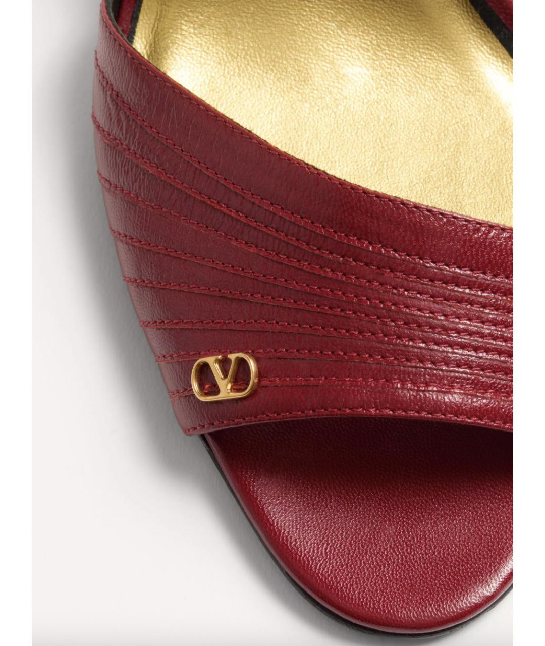 VALENTINO Бордовые кожаные босоножки, фото 5