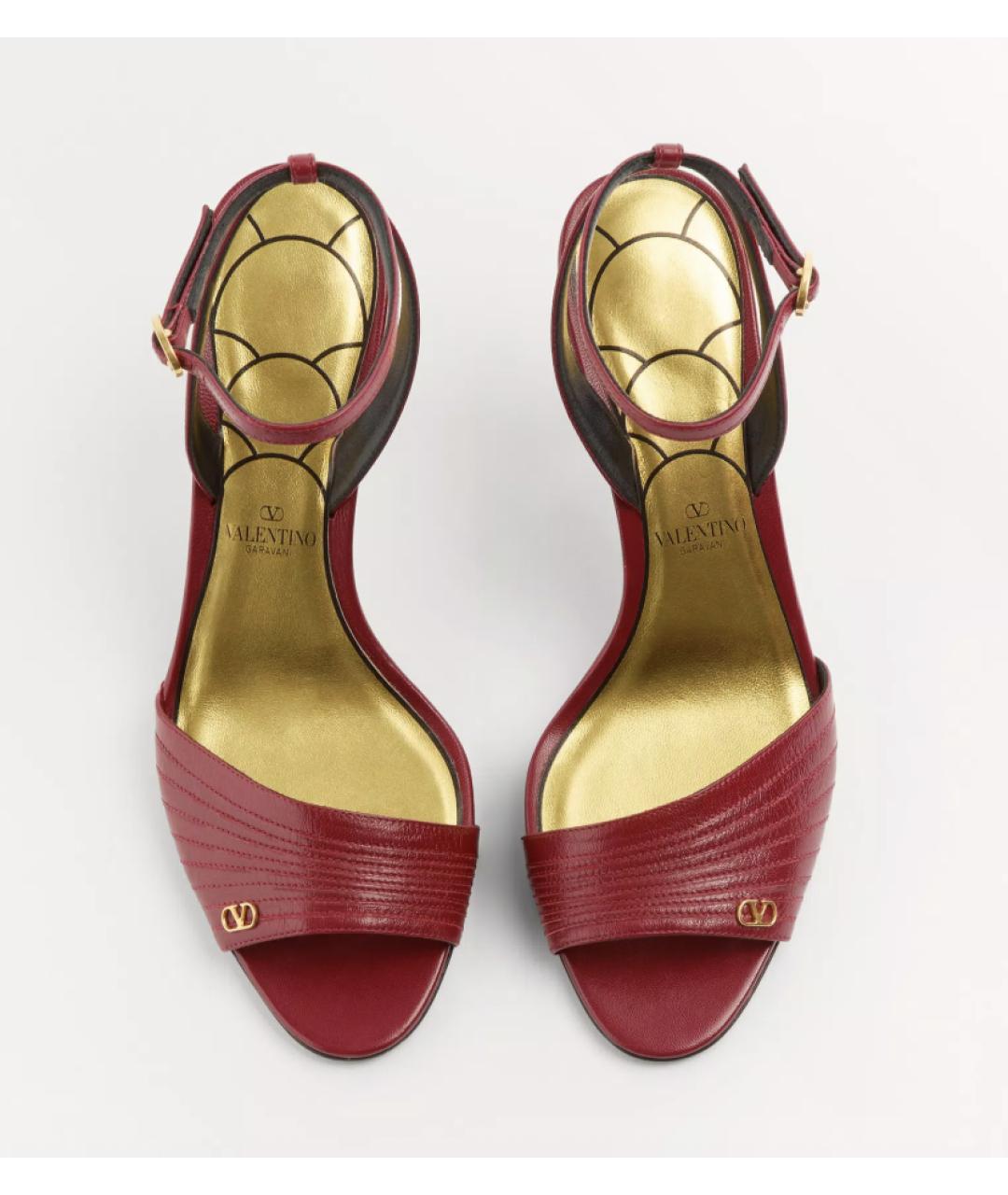 VALENTINO Бордовые кожаные босоножки, фото 3