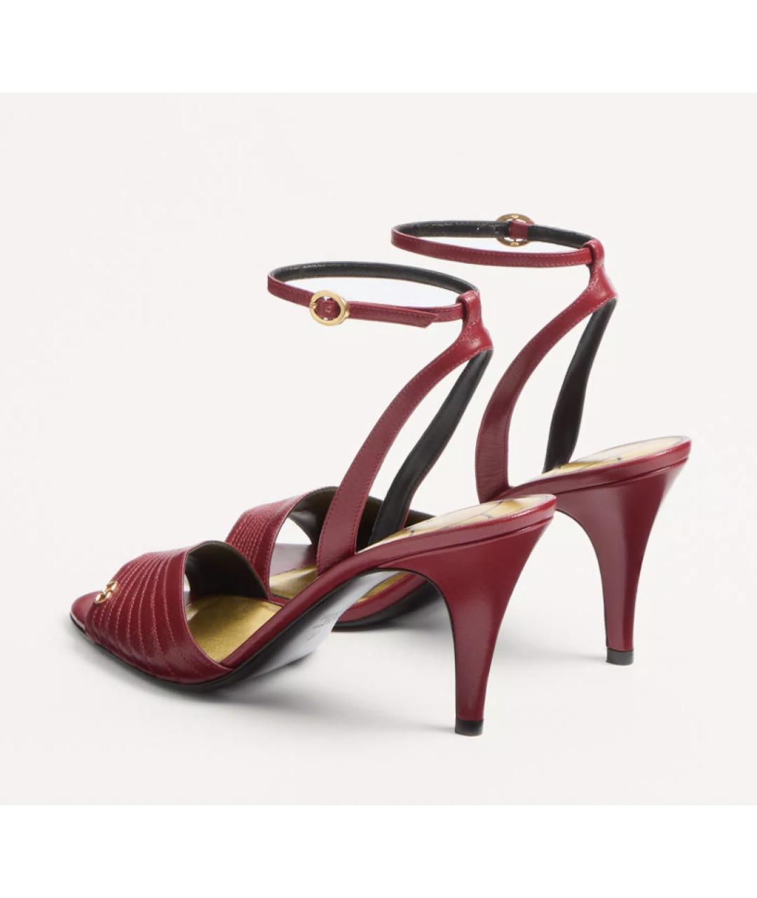 VALENTINO Бордовые кожаные босоножки, фото 4