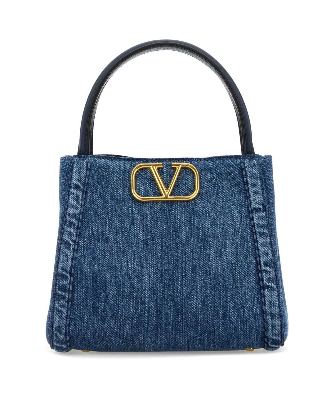 VALENTINO Синяя тканевая сумка тоут, фото 1