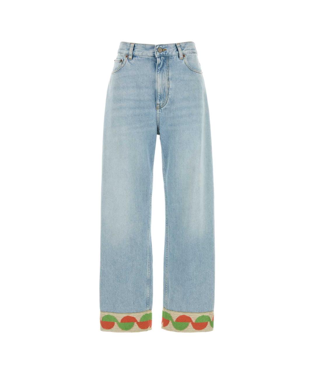 VALENTINO Голубые хлопковые прямые джинсы, фото 1