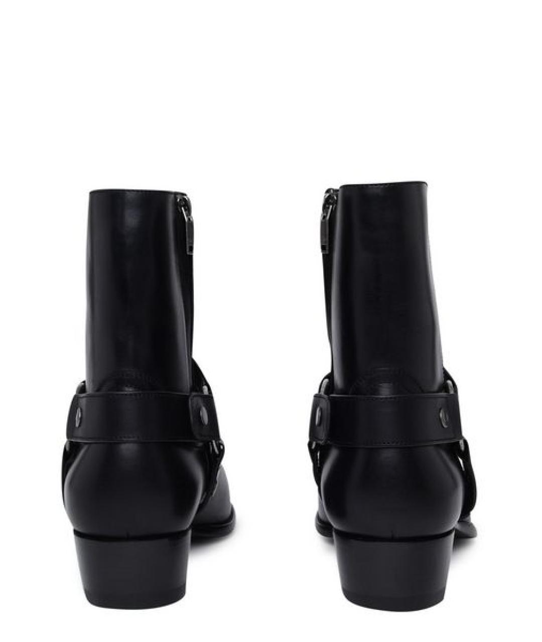 SAINT LAURENT Черные кожаные высокие ботинки, фото 4