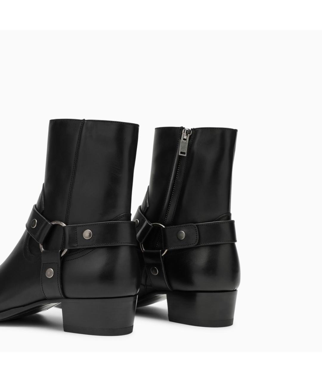 SAINT LAURENT Черные кожаные высокие ботинки, фото 5