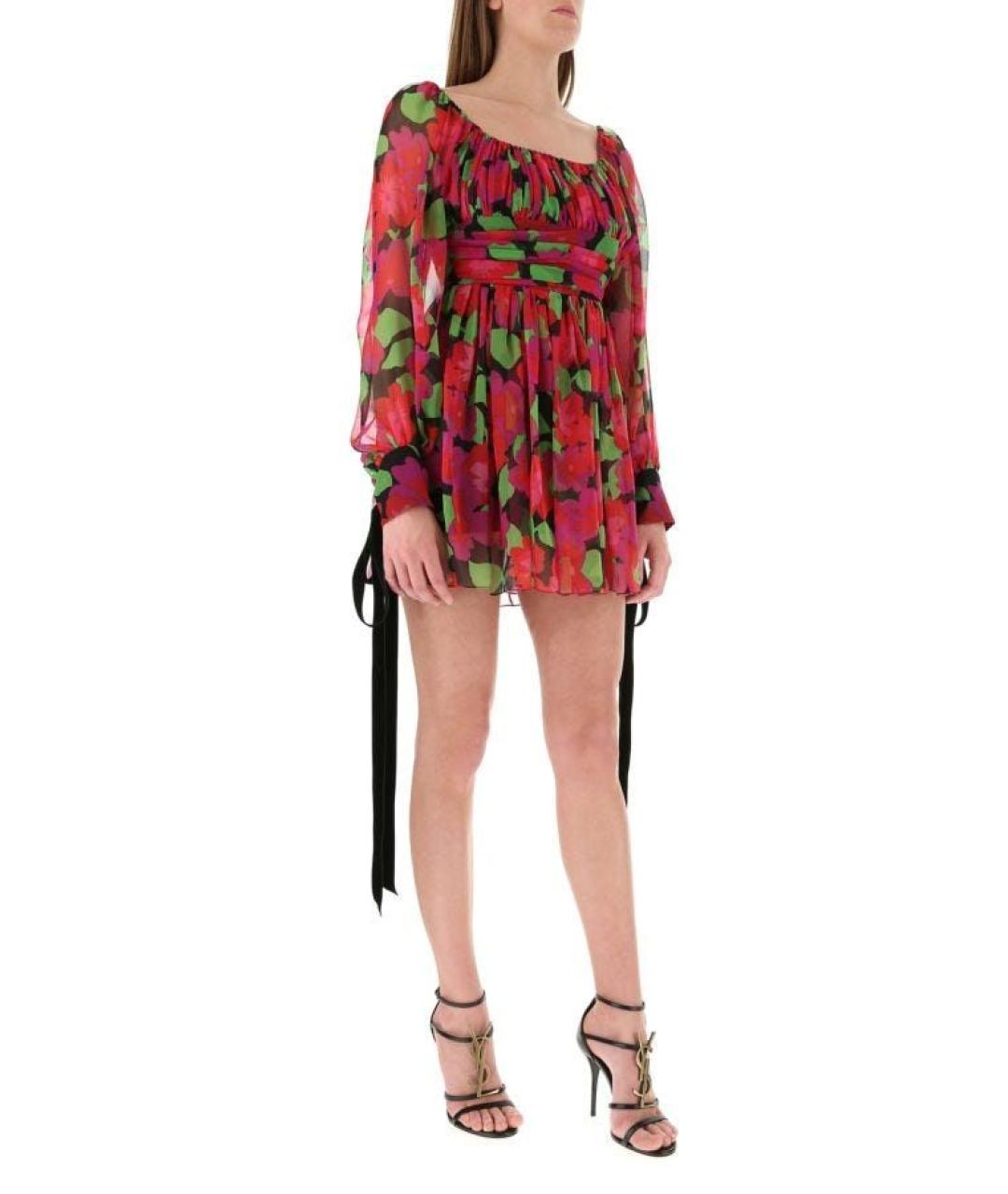 SAINT LAURENT Мульти шелковое повседневное платье, фото 2