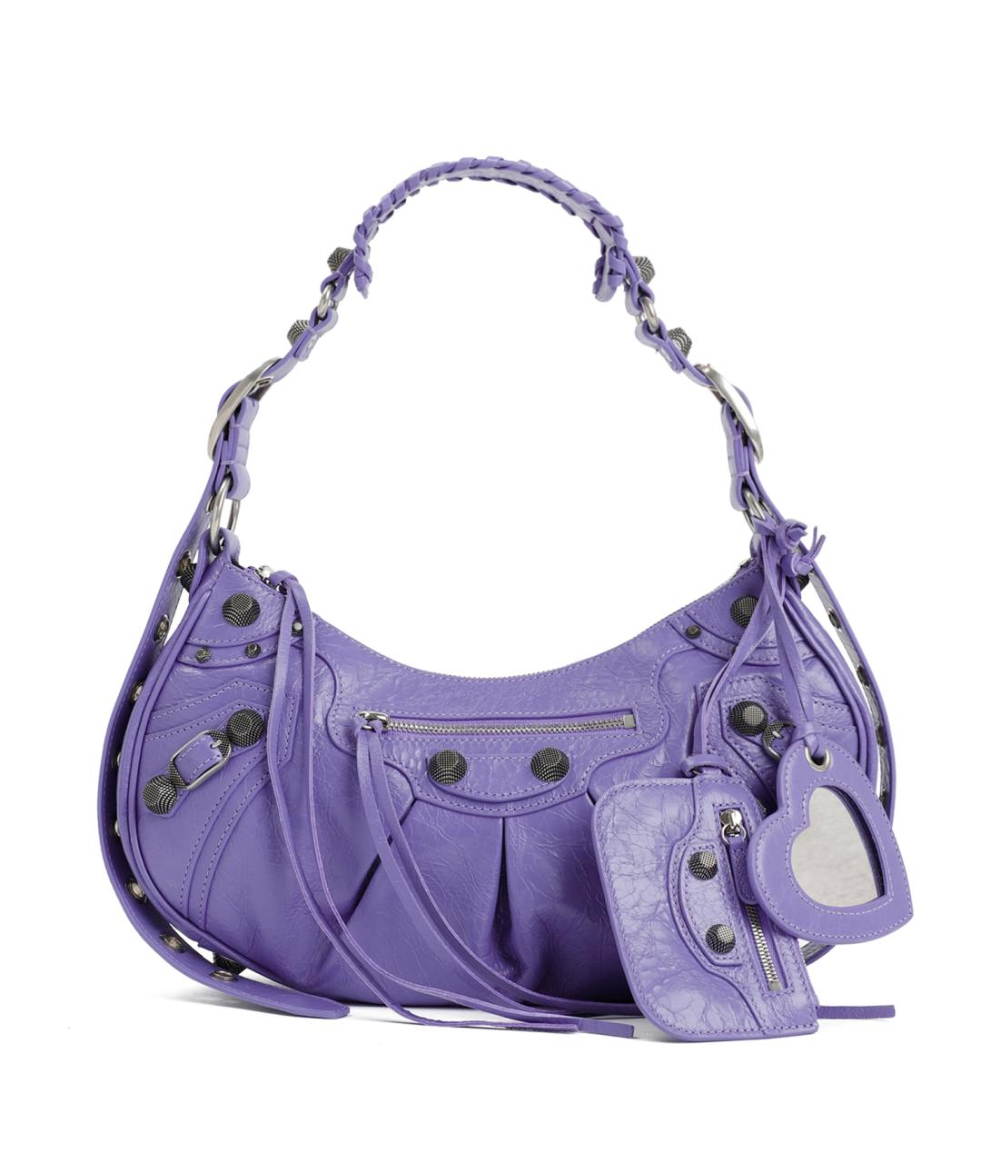 BALENCIAGA Фиолетовая кожаная сумка через плечо, фото 1