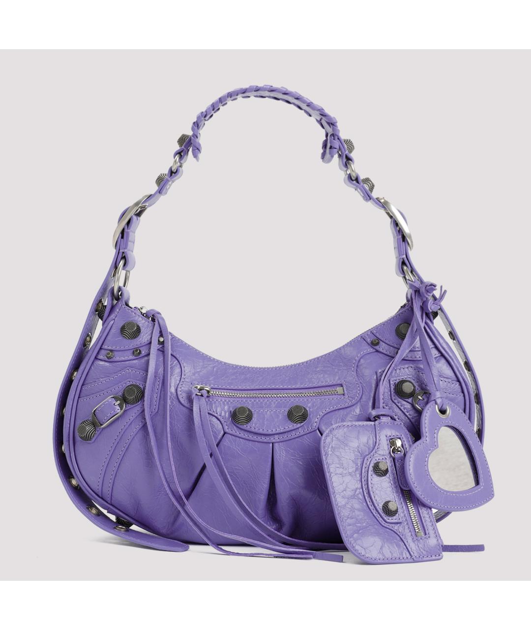 BALENCIAGA Фиолетовая кожаная сумка через плечо, фото 2