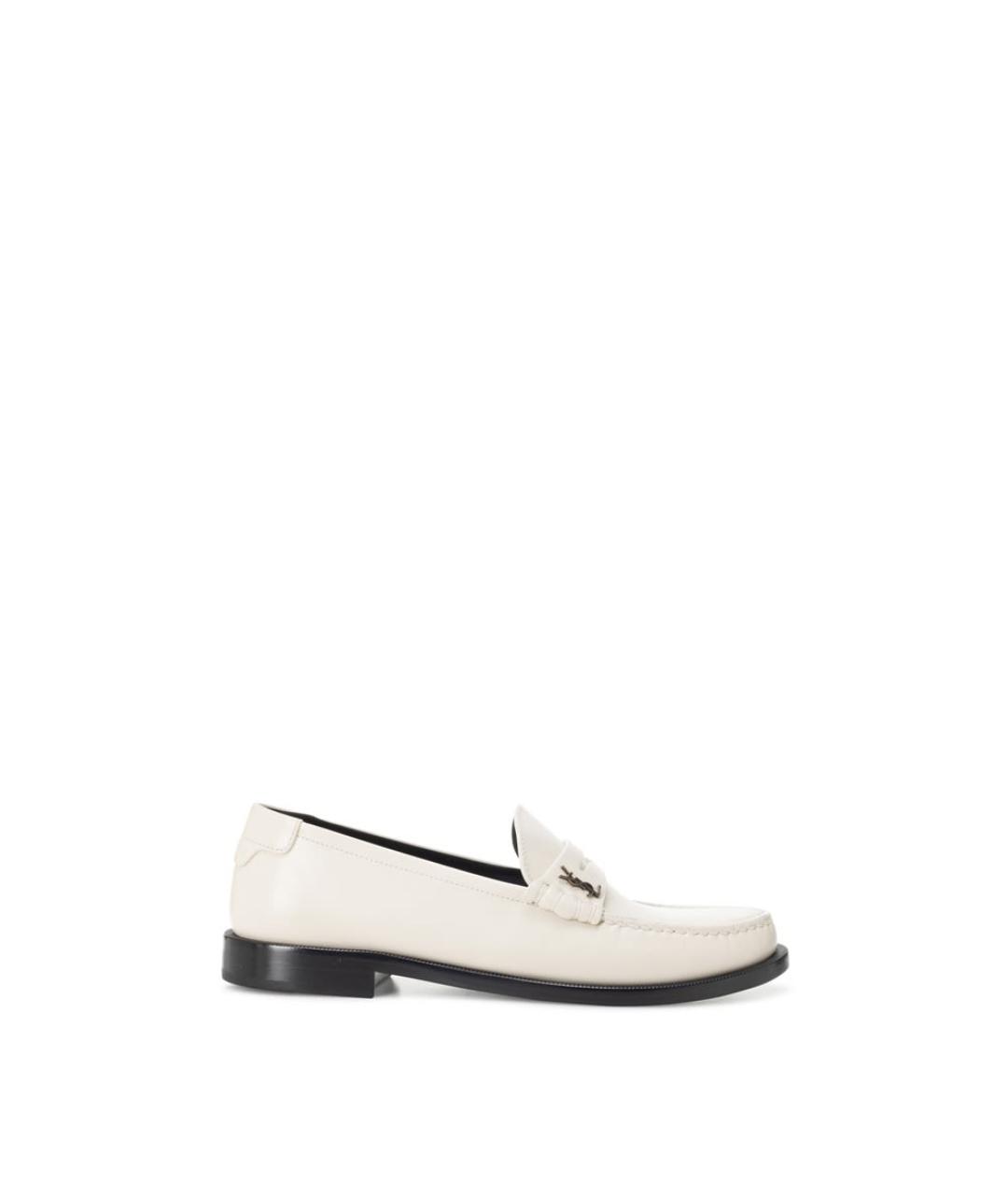 SAINT LAURENT Белые кожаные лоферы, фото 4