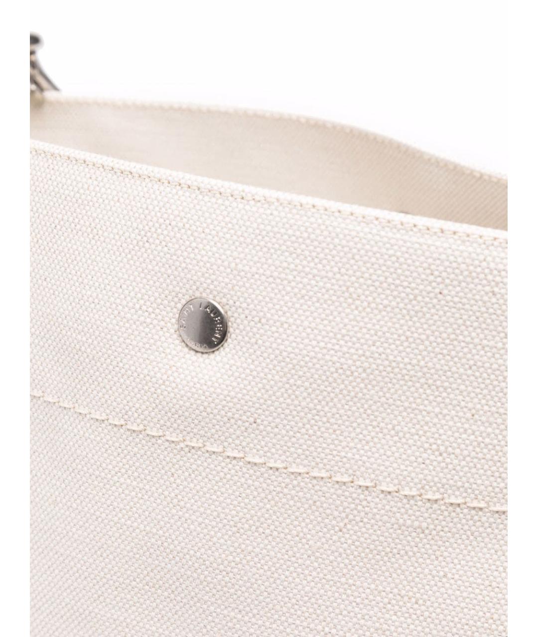 SAINT LAURENT Бежевая тканевая сумка тоут, фото 4