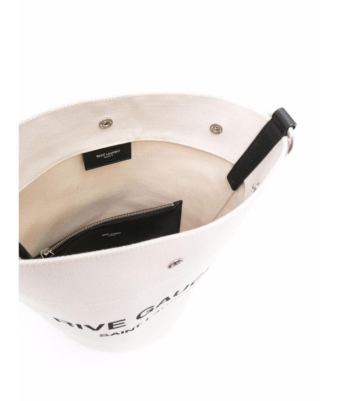 SAINT LAURENT Бежевая тканевая сумка тоут, фото 5