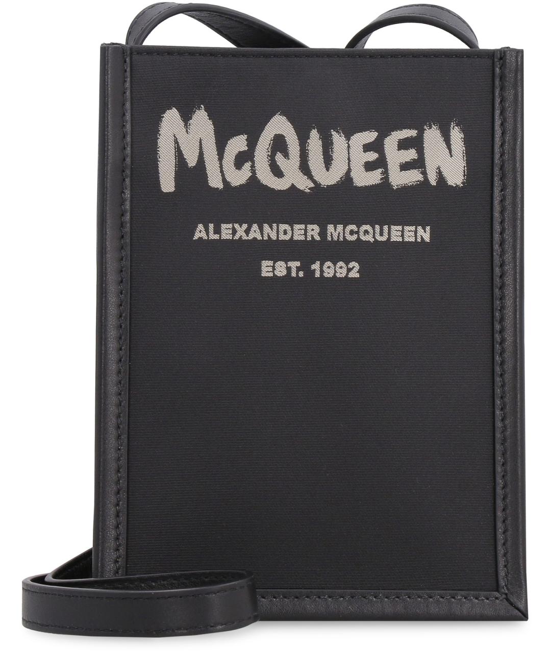 ALEXANDER MCQUEEN Черная синтетическая сумка через плечо, фото 2
