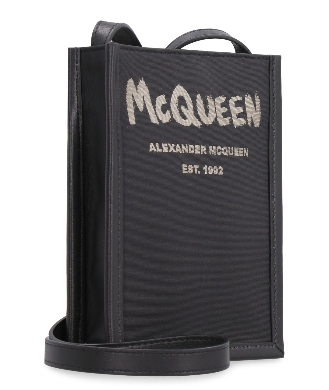ALEXANDER MCQUEEN Черная синтетическая сумка через плечо, фото 3
