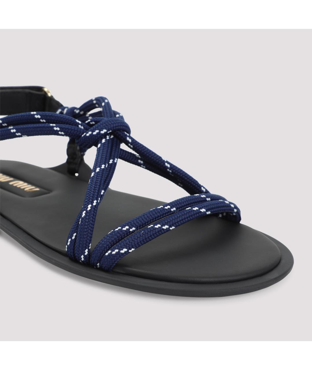 MIU MIU Синие текстильные сандалии, фото 5