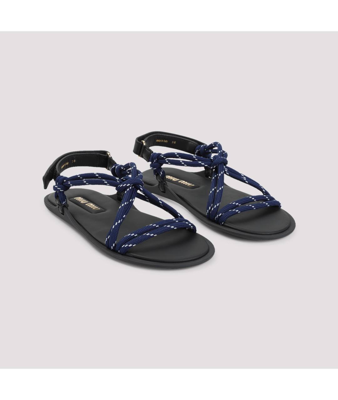 MIU MIU Синие текстильные сандалии, фото 4