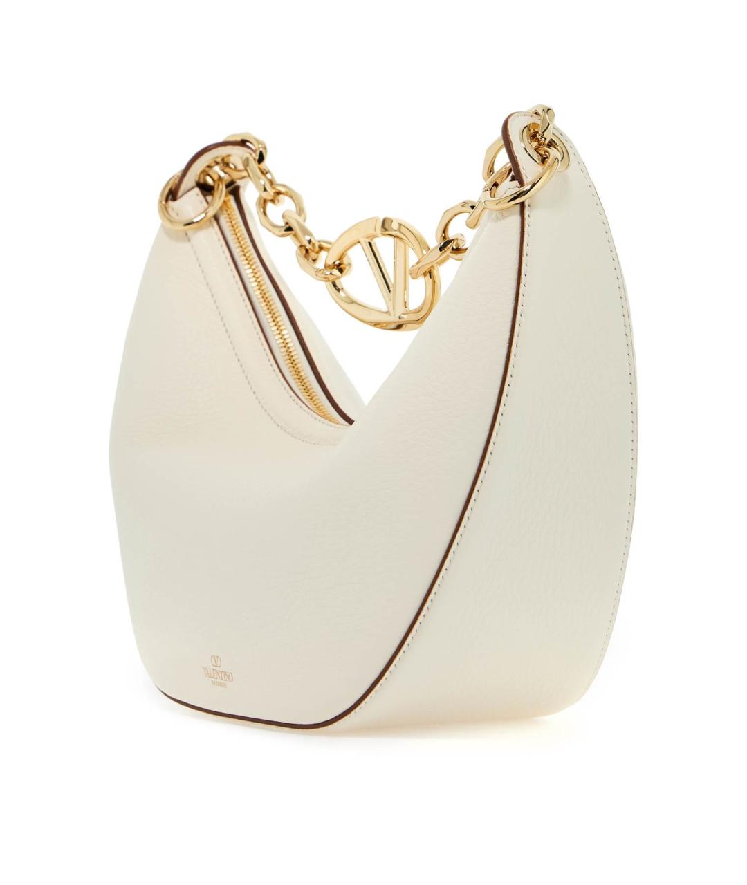 VALENTINO Бежевая кожаная сумка с короткими ручками, фото 3