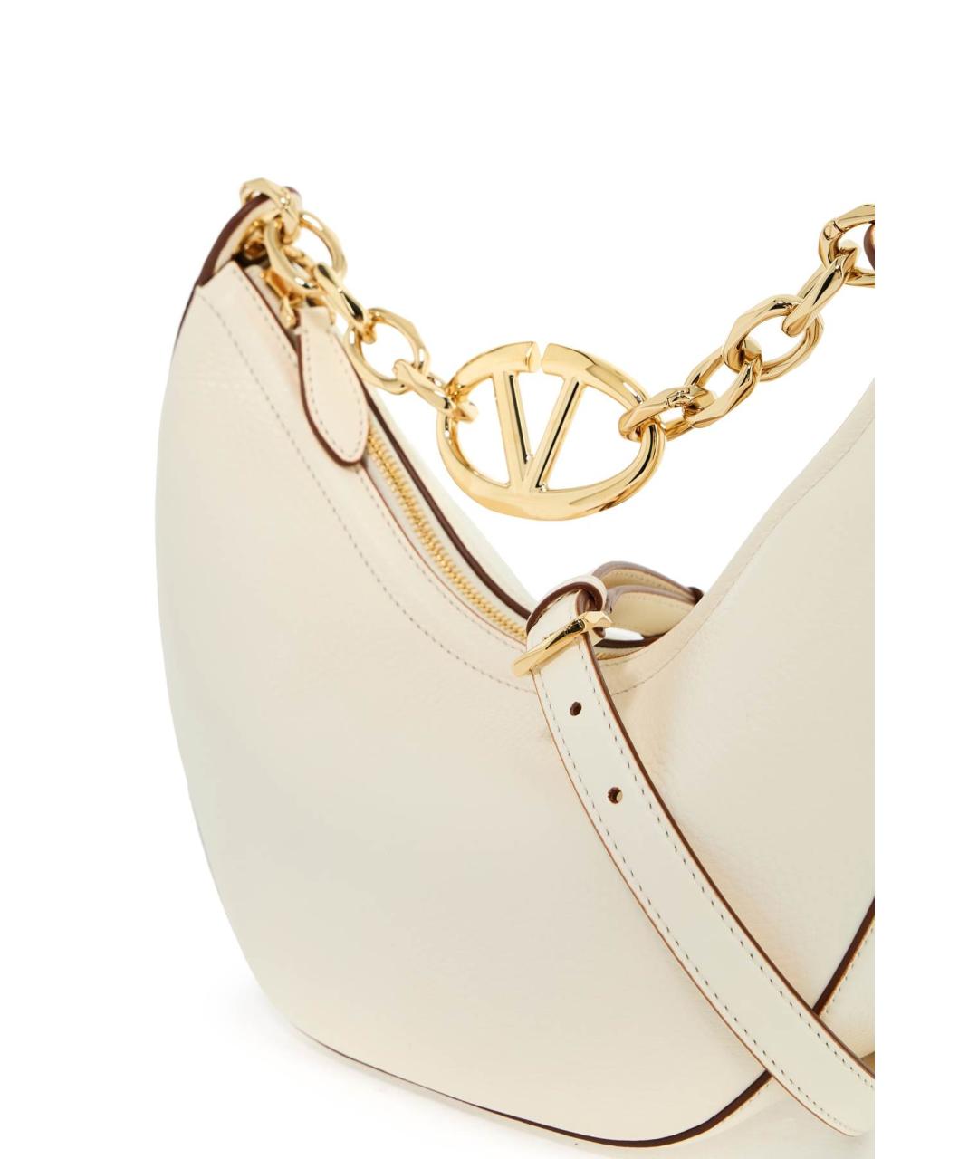 VALENTINO Бежевая кожаная сумка с короткими ручками, фото 4