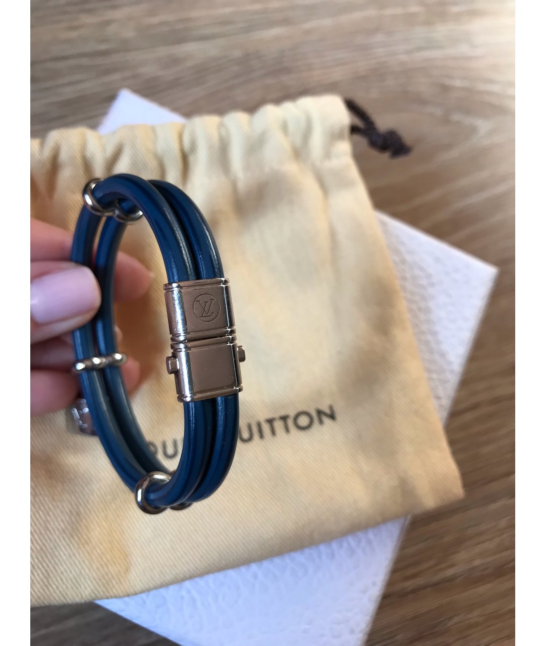 LOUIS VUITTON PRE-OWNED Синий кожаный браслет, фото 2