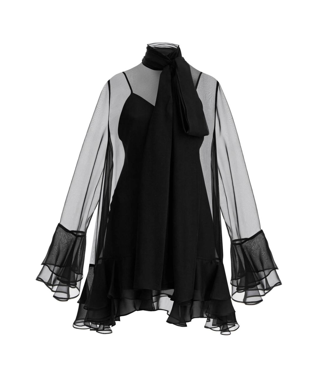 VALENTINO Черное шелковое повседневное платье, фото 1
