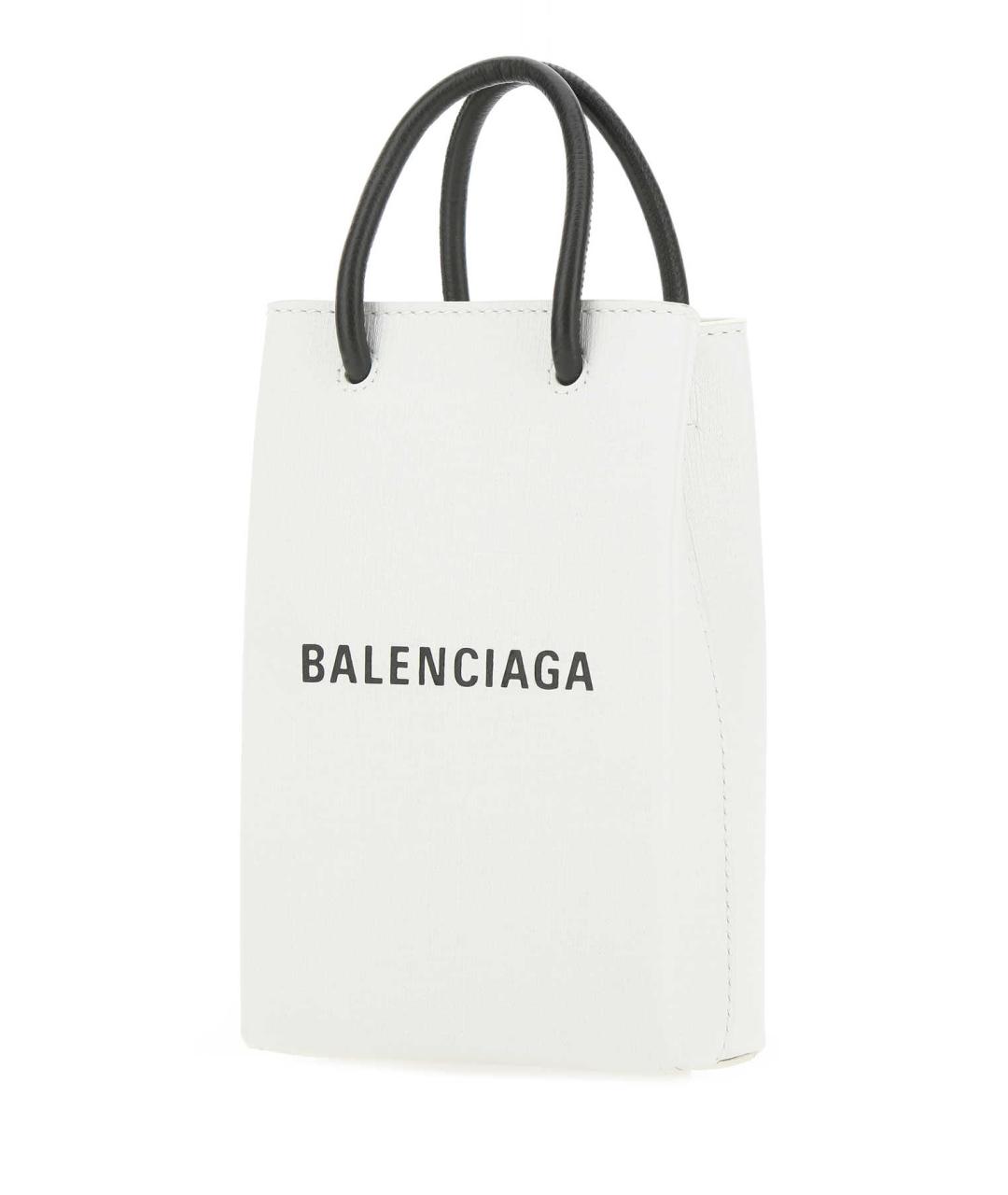 BALENCIAGA Белая кожаная сумка тоут, фото 2