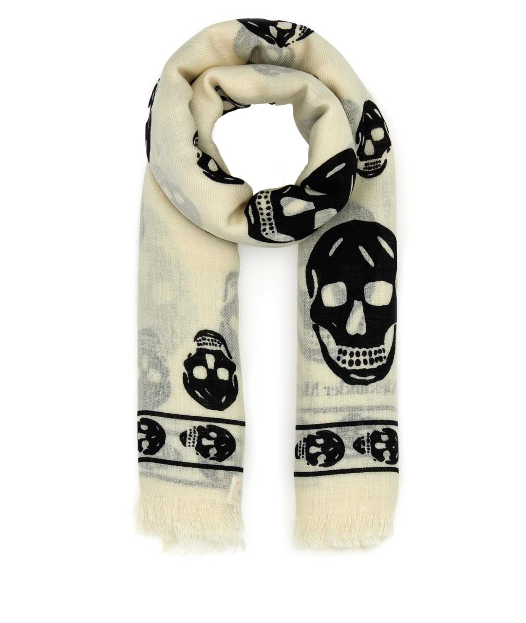 ALEXANDER MCQUEEN Бежевый шерстяной шарф, фото 3