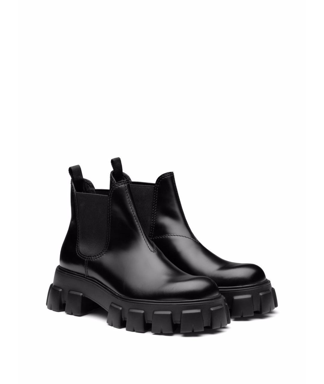 PRADA Черные кожаные высокие ботинки, фото 2