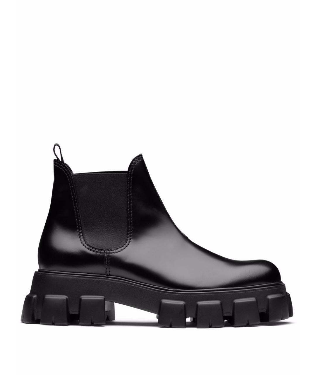 PRADA Черные кожаные высокие ботинки, фото 1