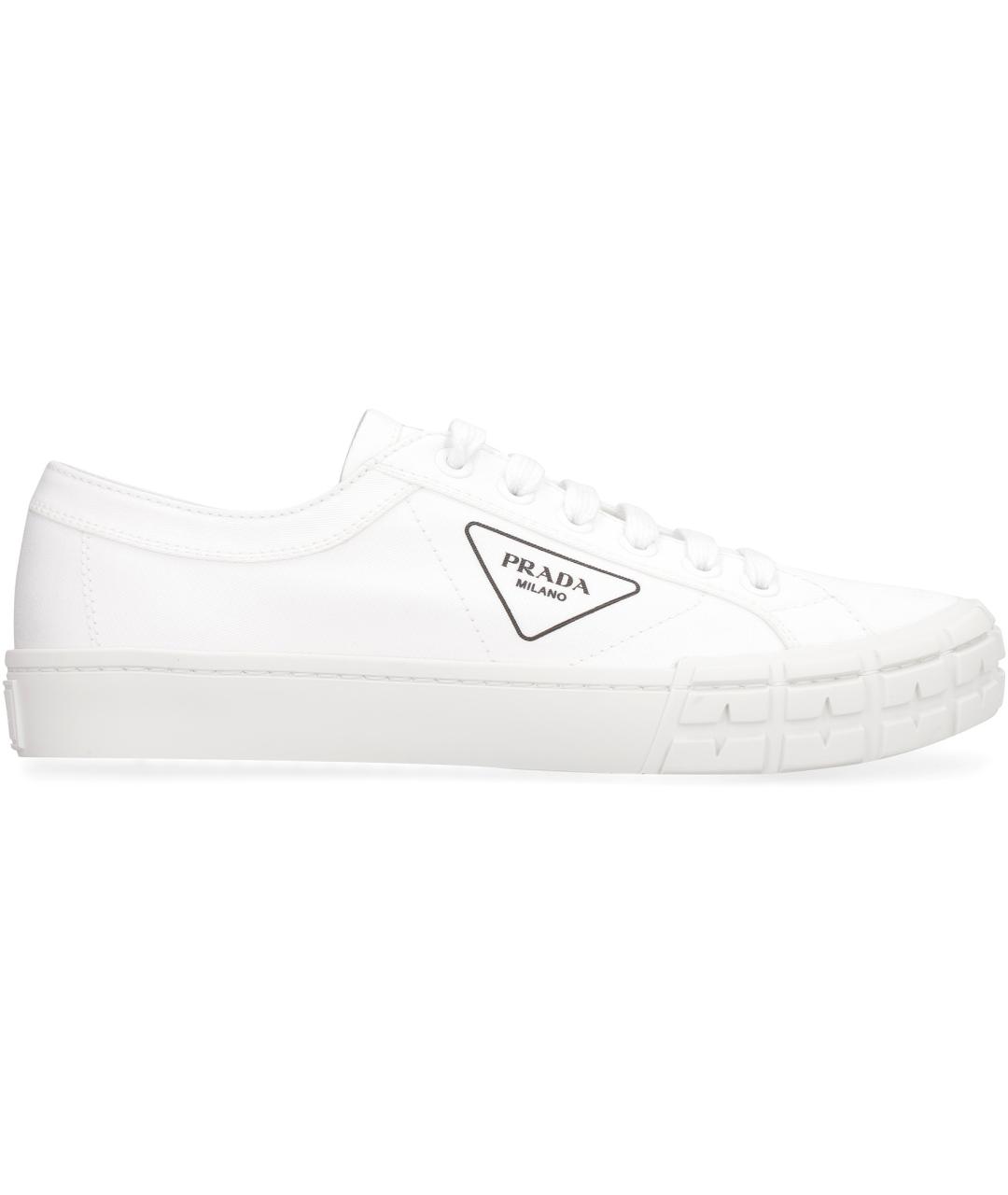 PRADA Белые текстильные низкие кроссовки / кеды, фото 2