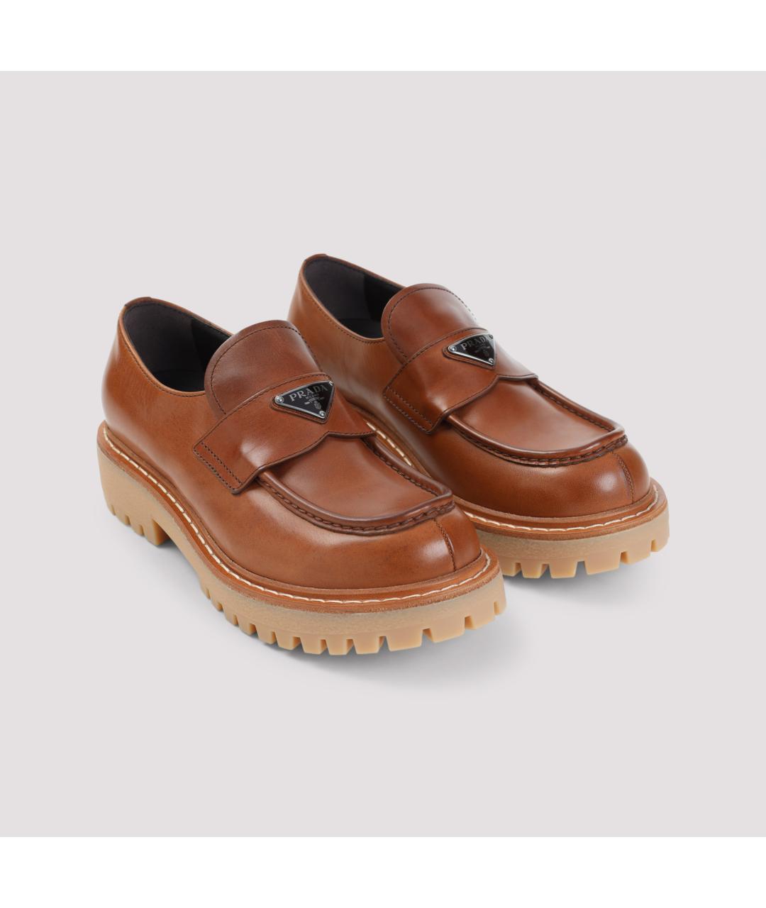 PRADA Коричневые кожаные лоферы, фото 4