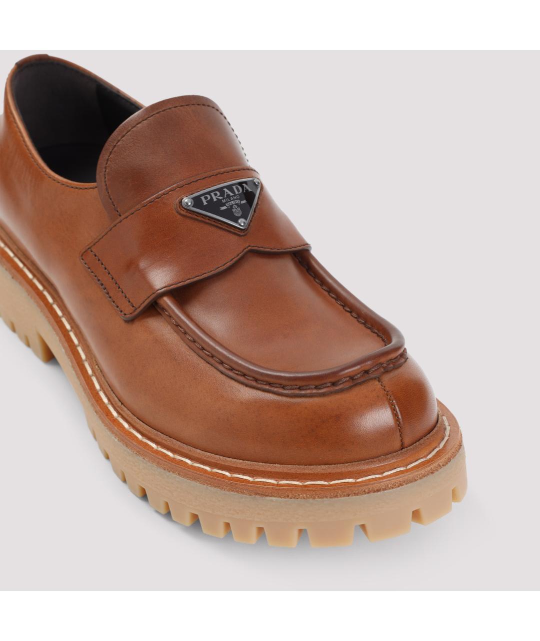 PRADA Коричневые кожаные лоферы, фото 5