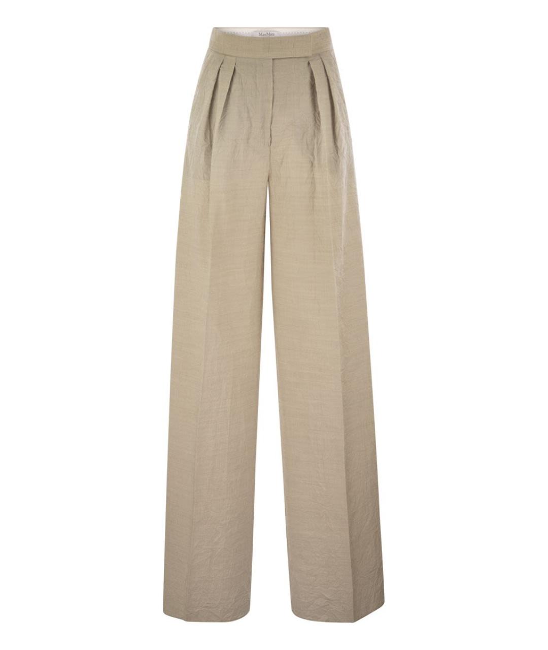 MAX MARA Бежевые шерстяные прямые брюки, фото 1